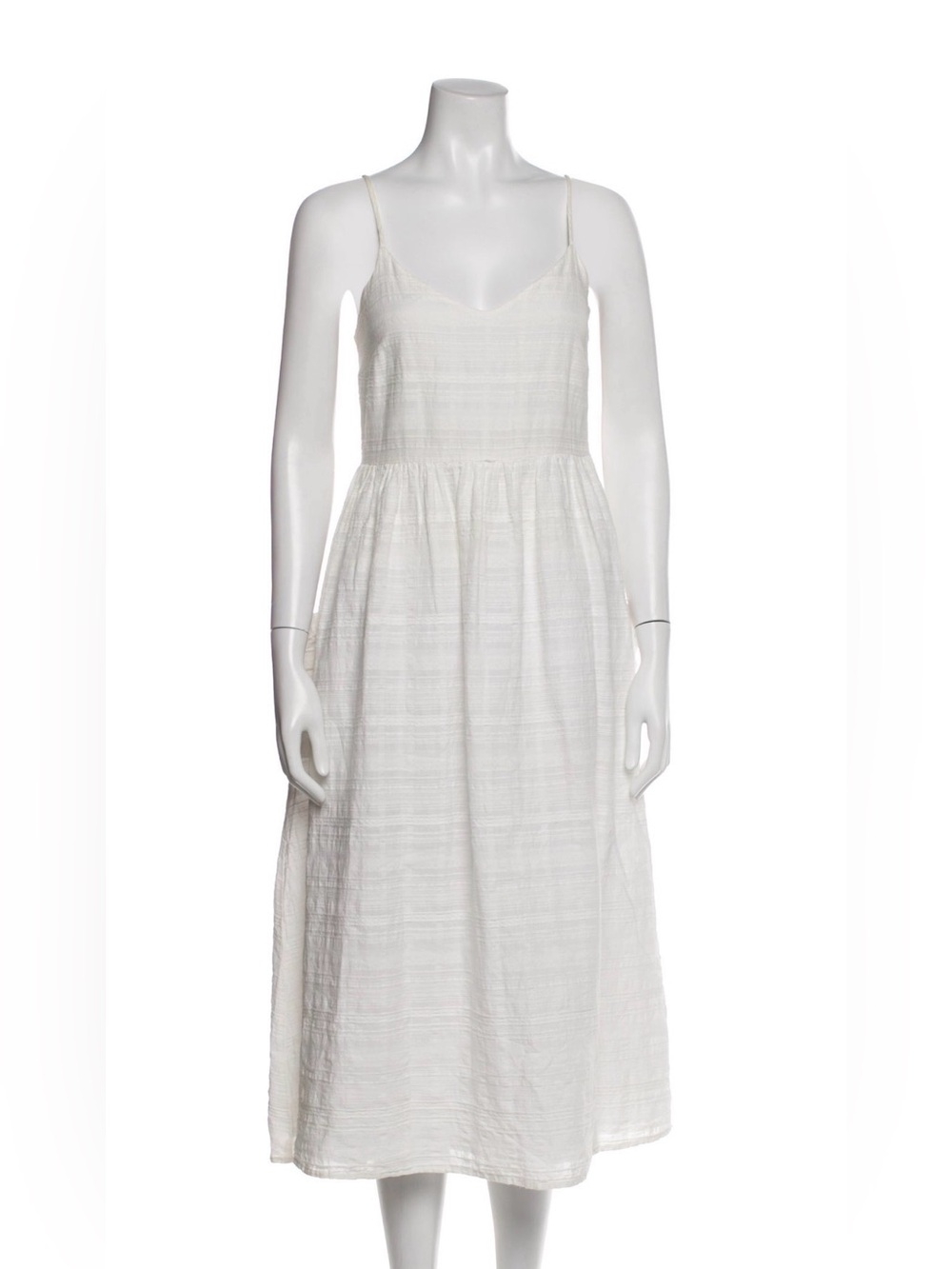 Mara Hoffman White Textured Spaghetti‑Strap Midi Dress